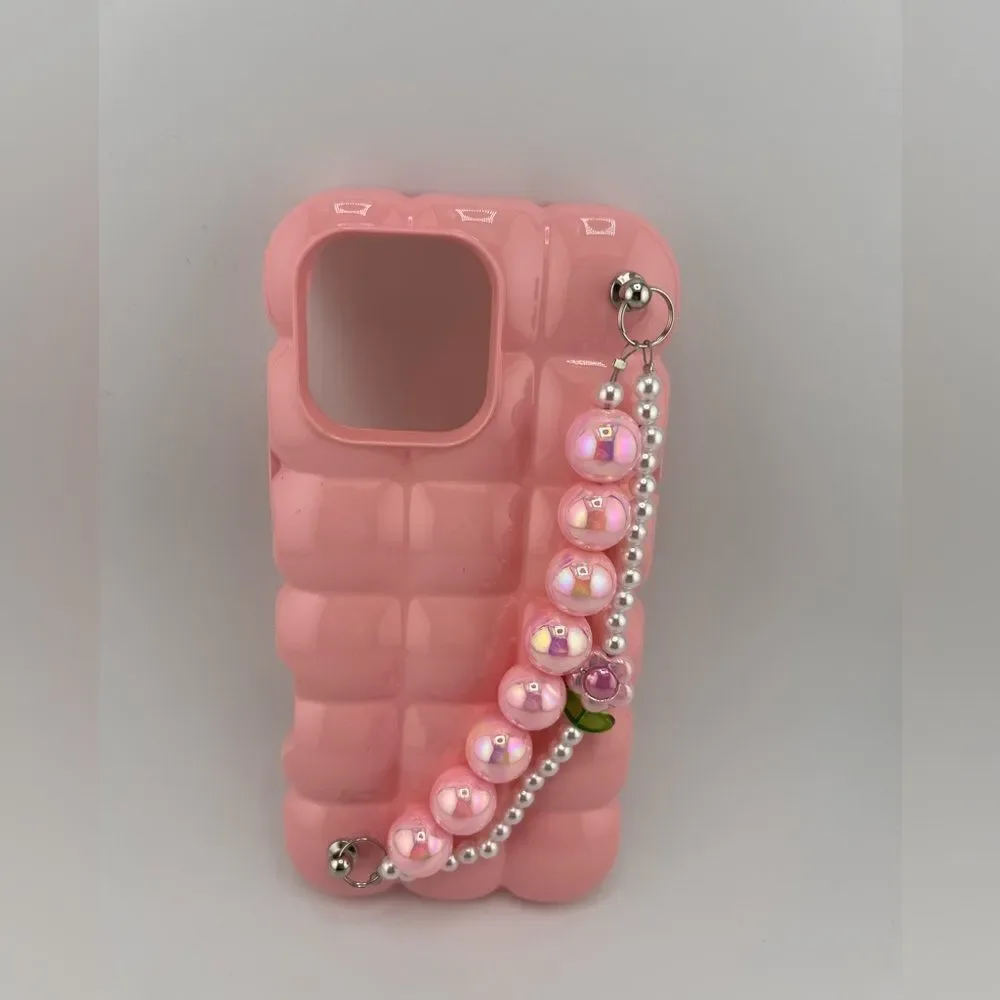 Luxury Pearl Bracelet Chain 3D Ice Lattice Case For iPhone